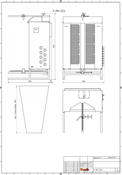 Potis V MU CE4 Elektro Dönergrill Gyrosgrill Döner Ocagi